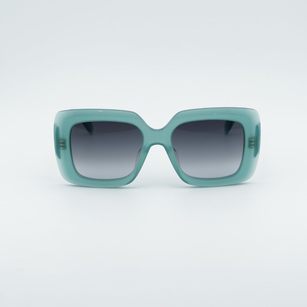 Celine CL40263I 93B Sunglasses Teal Square Frame, Grey Gradient Lenses - Picture 2 of 10